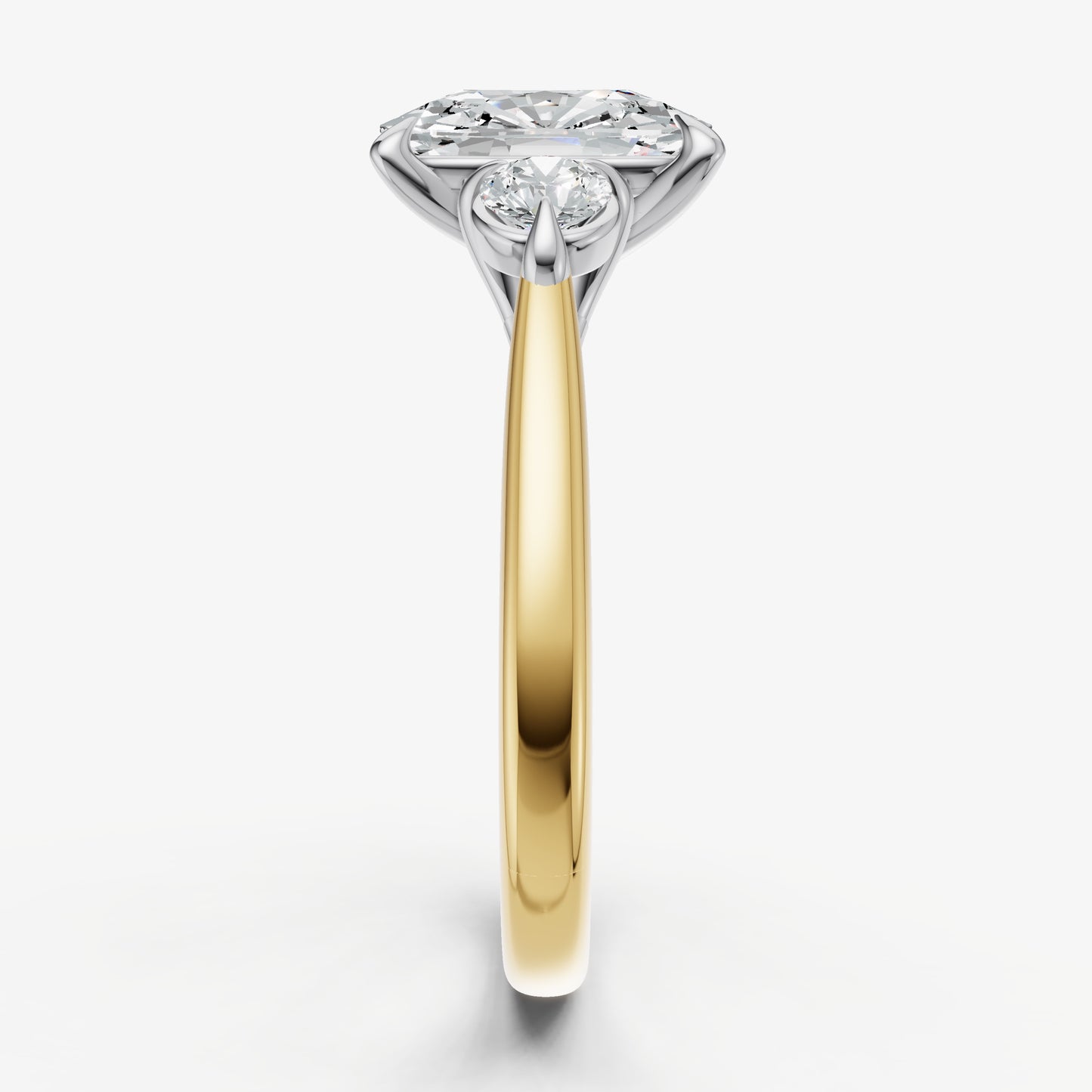 Old Miner Engagement Ring with Round Side Diamonds