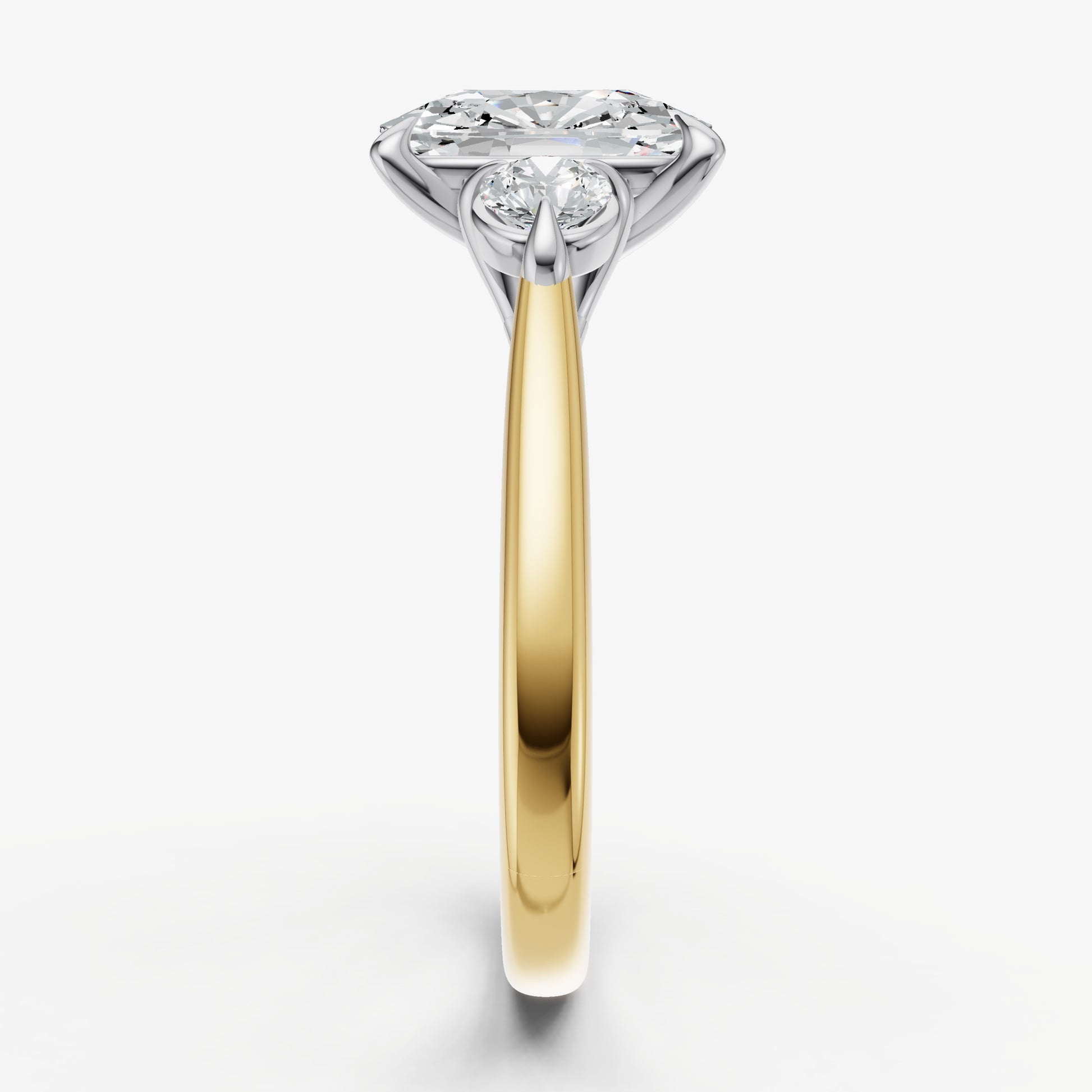Old Miner Engagement Ring with Round Side Diamonds