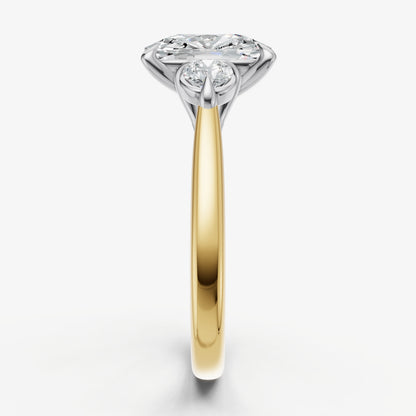 Old Miner Engagement Ring with Round Side Diamonds