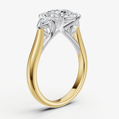 Old Miner Engagement Ring with Round Side Diamonds