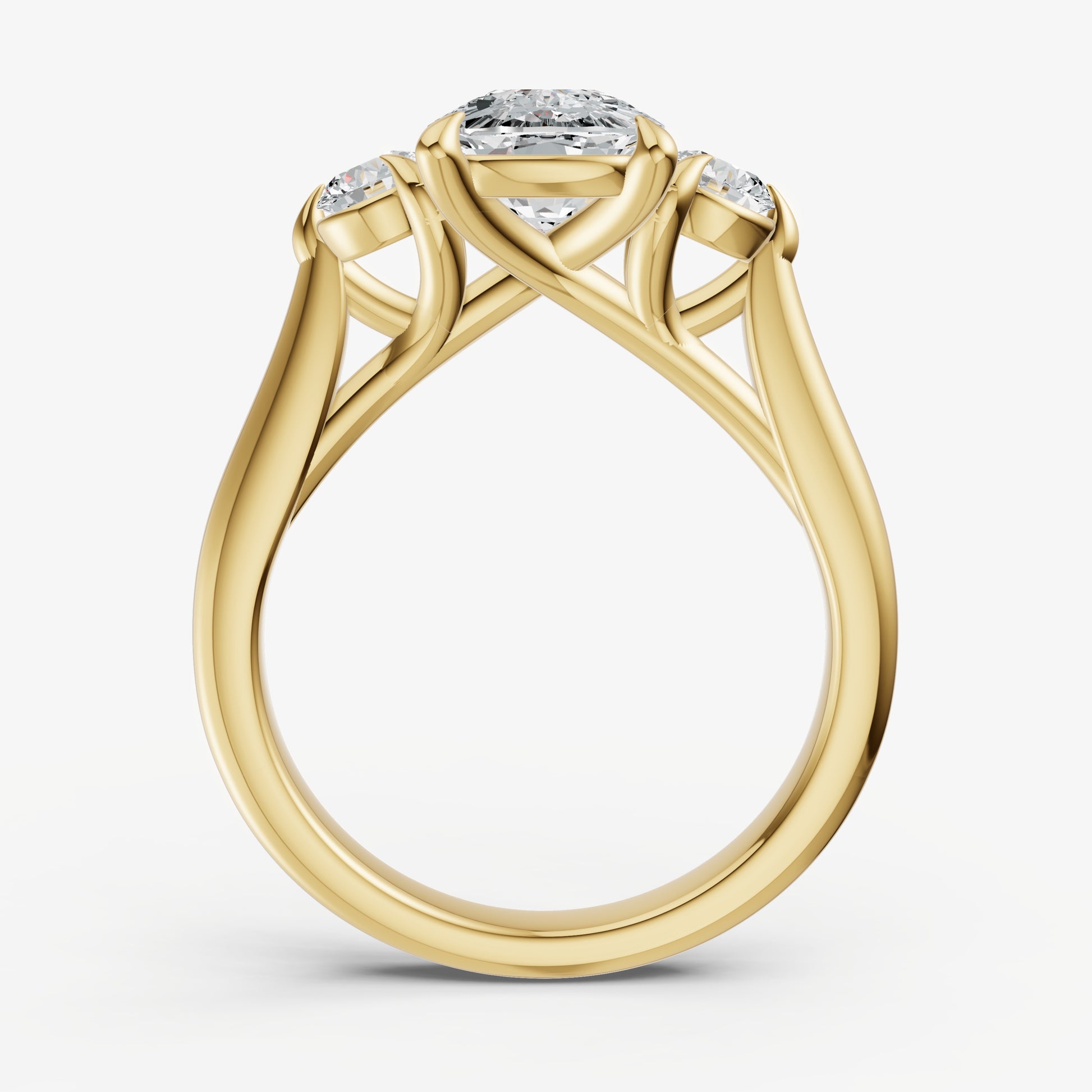 Old Miner Engagement Ring with Round Side Diamonds
