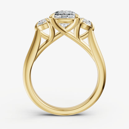 Old Miner Engagement Ring with Round Side Diamonds