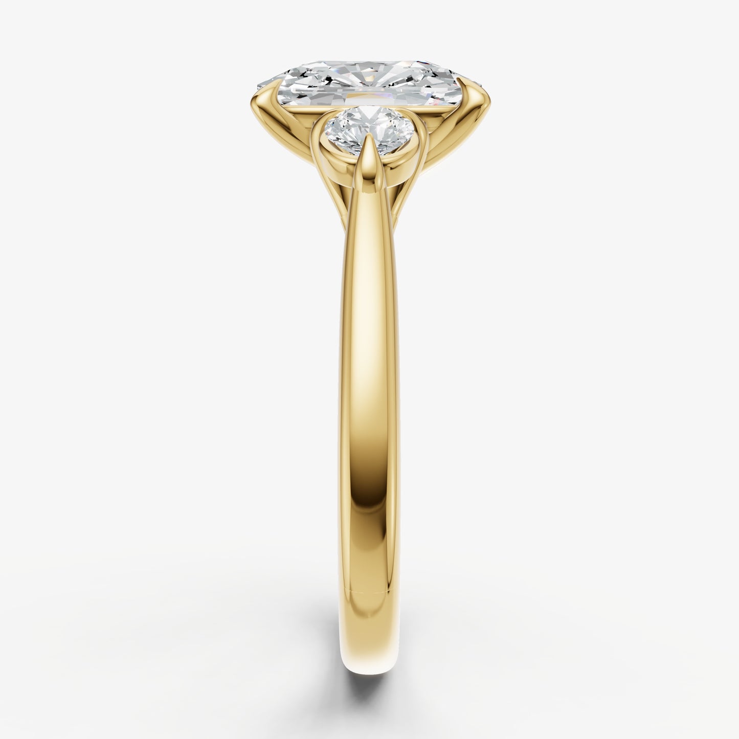 Old Miner Engagement Ring with Round Side Diamonds