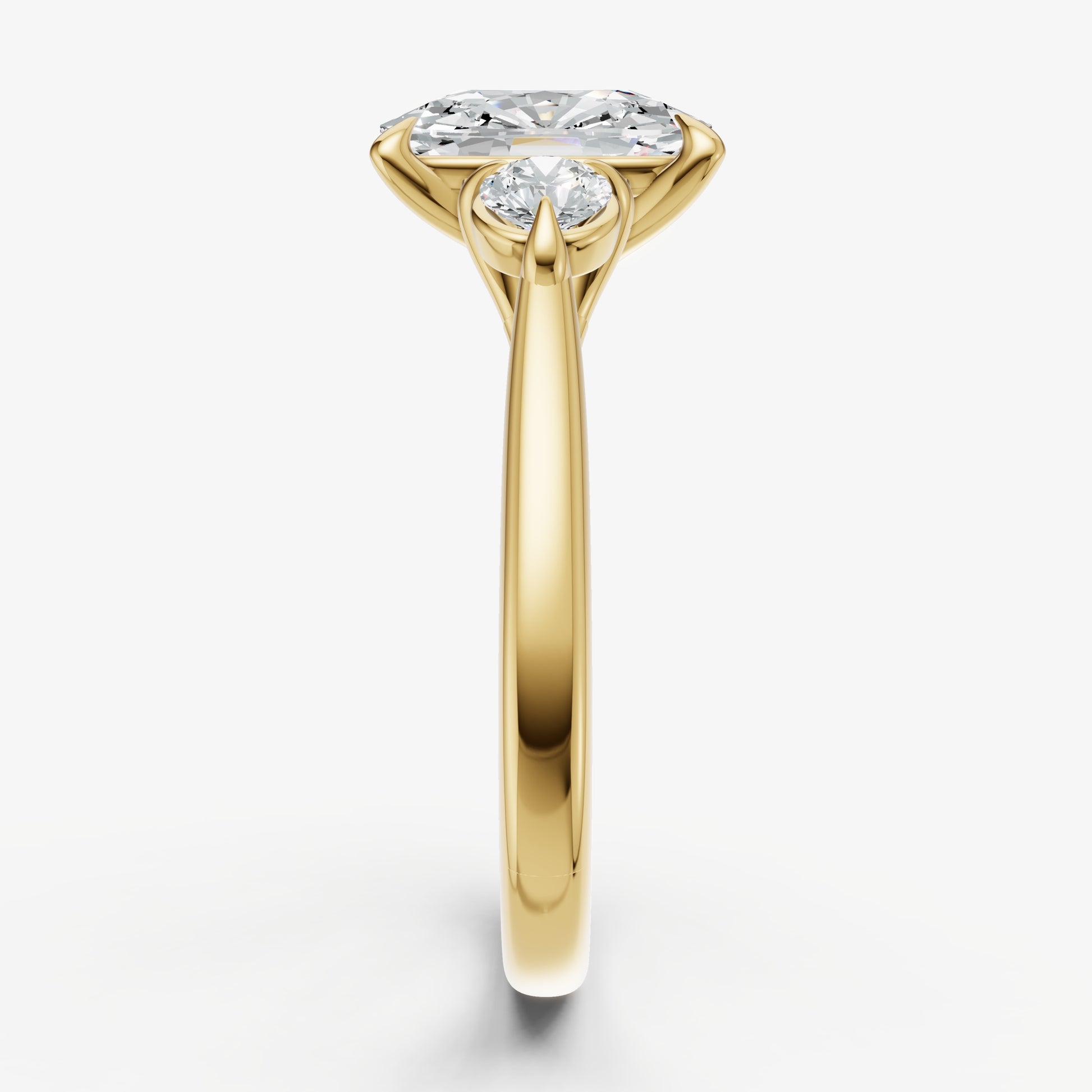 Old Miner Engagement Ring with Round Side Diamonds