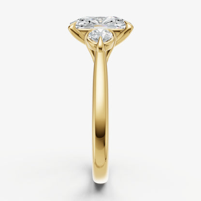 Old Miner Engagement Ring with Round Side Diamonds