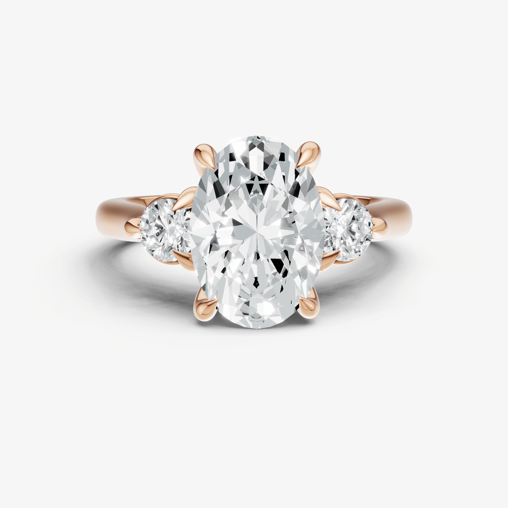 Oval Engagement Ring with Round Side Diamonds