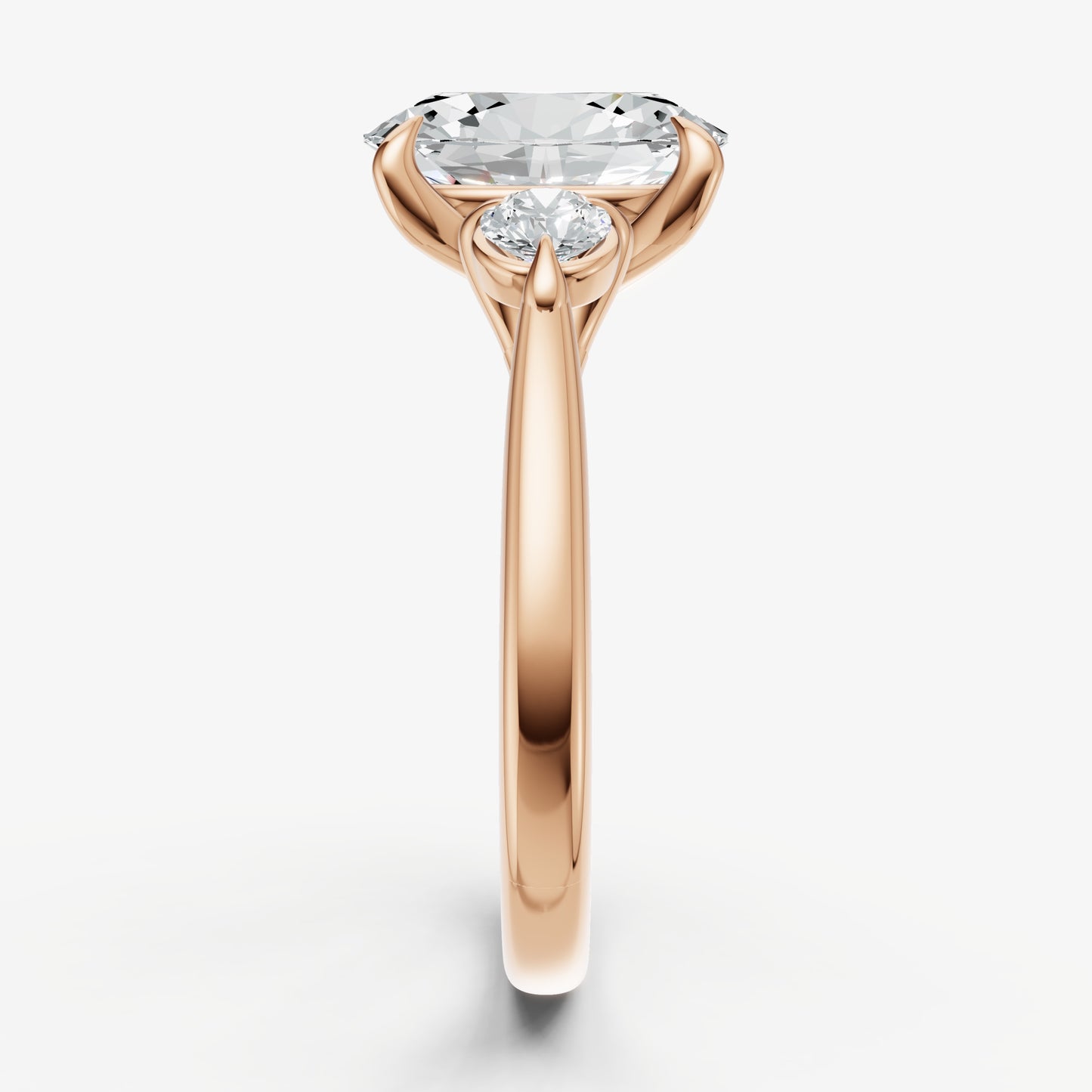 Oval Engagement Ring with Round Side Diamonds