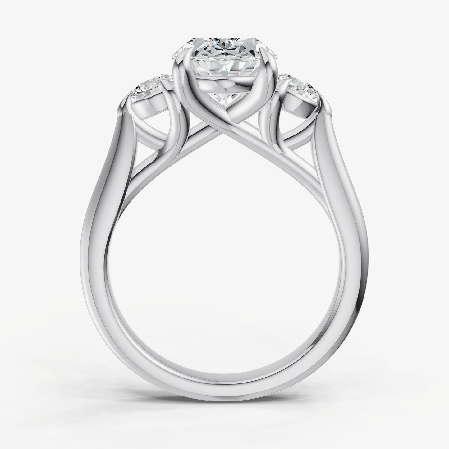 Oval Engagement Ring with Round Side Diamonds