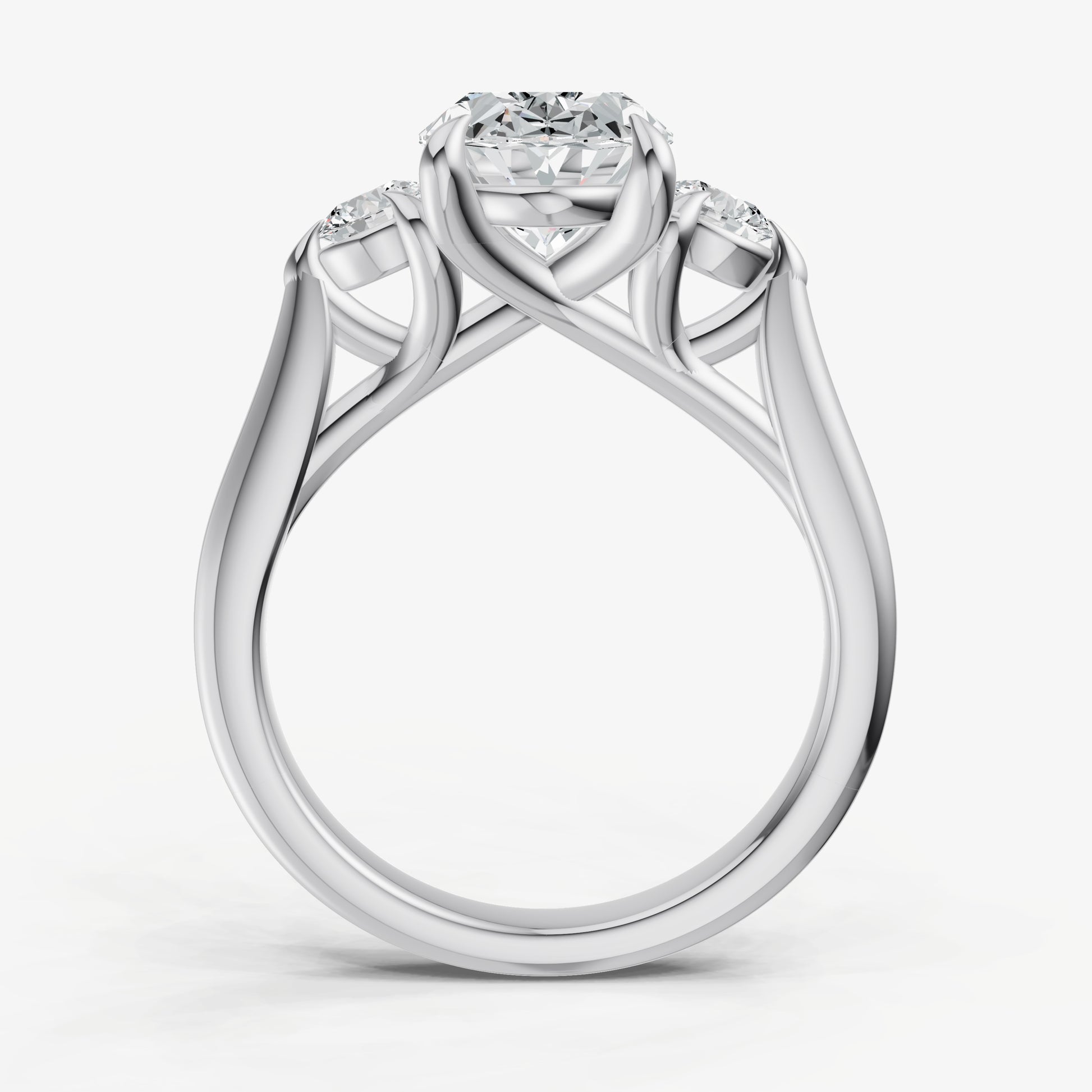 Oval Engagement Ring with Round Side Diamonds