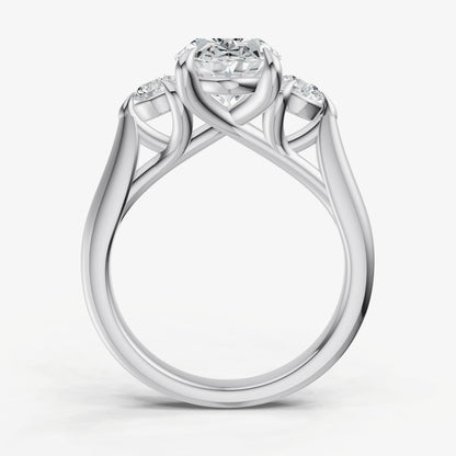Oval Engagement Ring with Round Side Diamonds