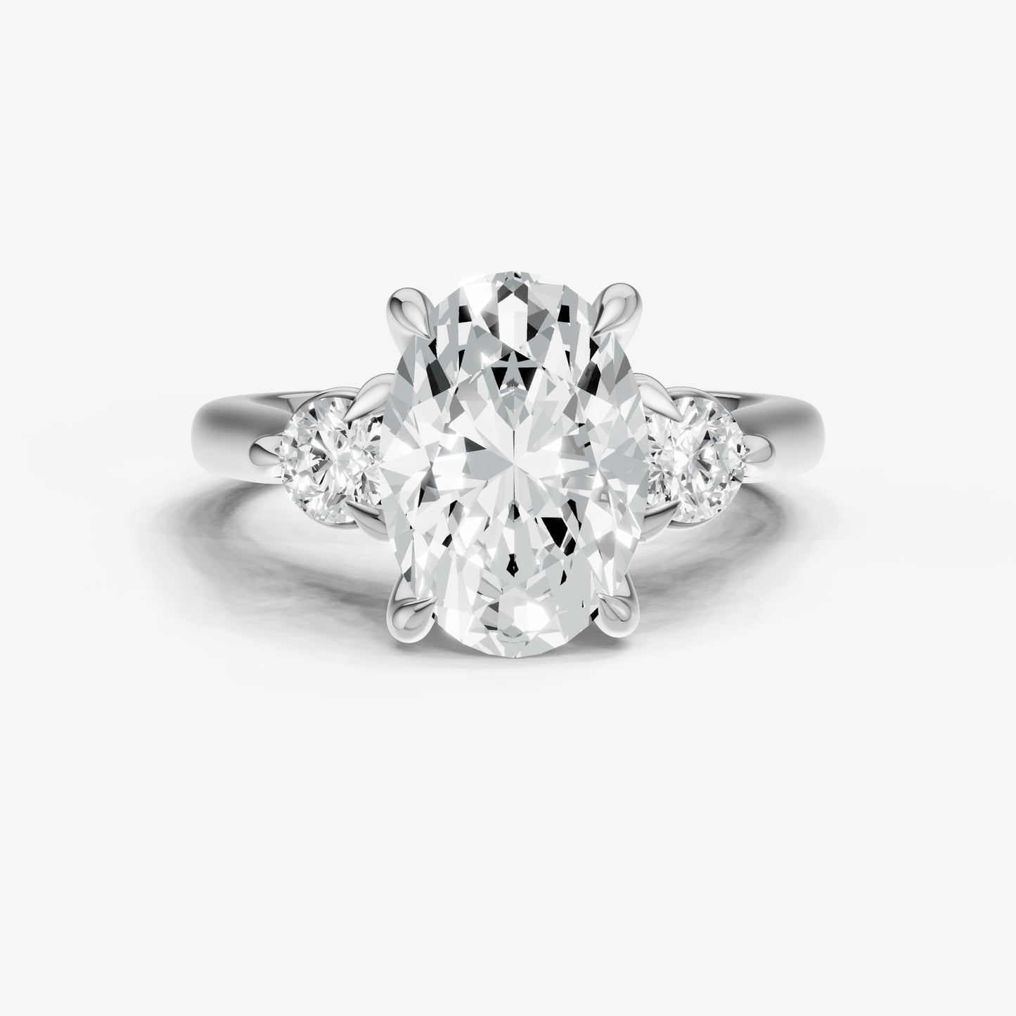 Oval Engagement Ring with Round Side Diamonds