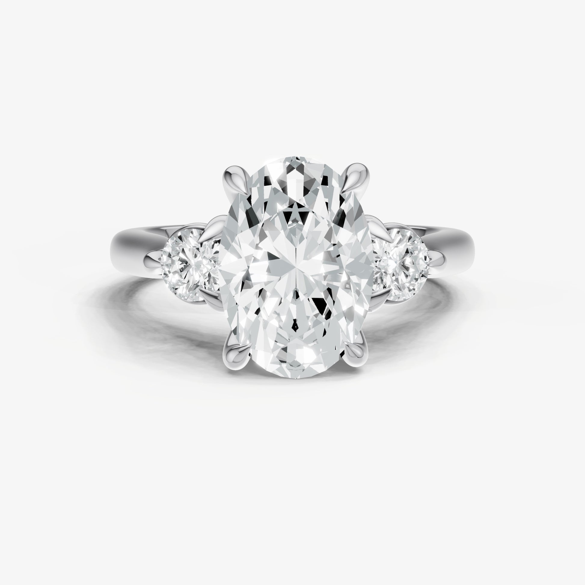 Oval Engagement Ring with Round Side Diamonds