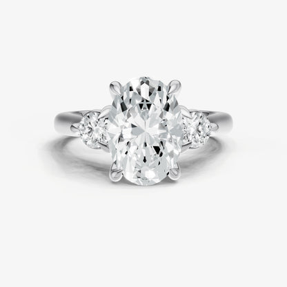 Oval Engagement Ring with Round Side Diamonds