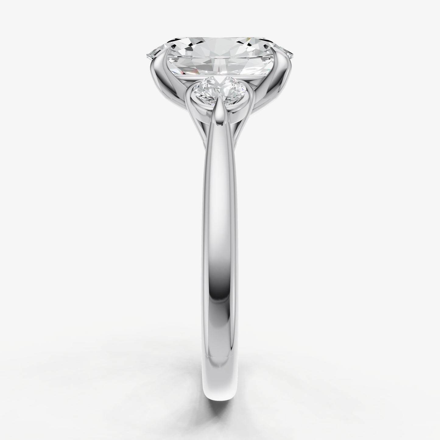 Oval Engagement Ring with Round Side Diamonds