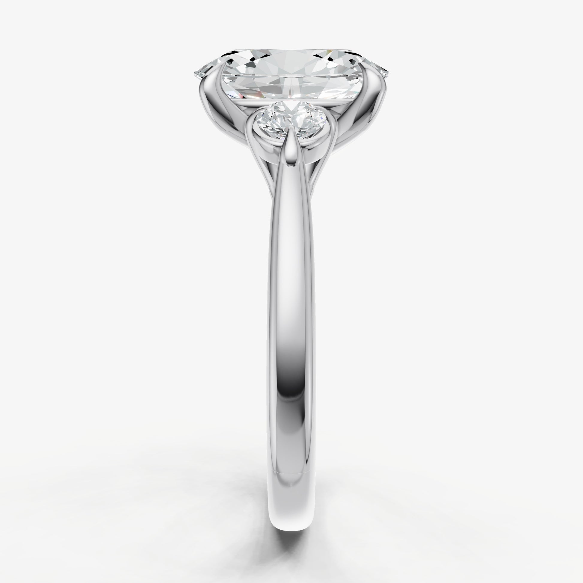 Oval Engagement Ring with Round Side Diamonds