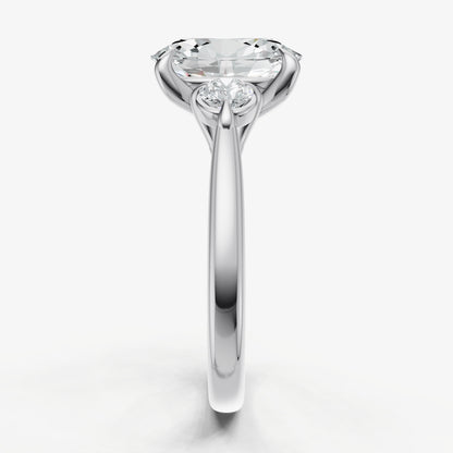 Oval Engagement Ring with Round Side Diamonds