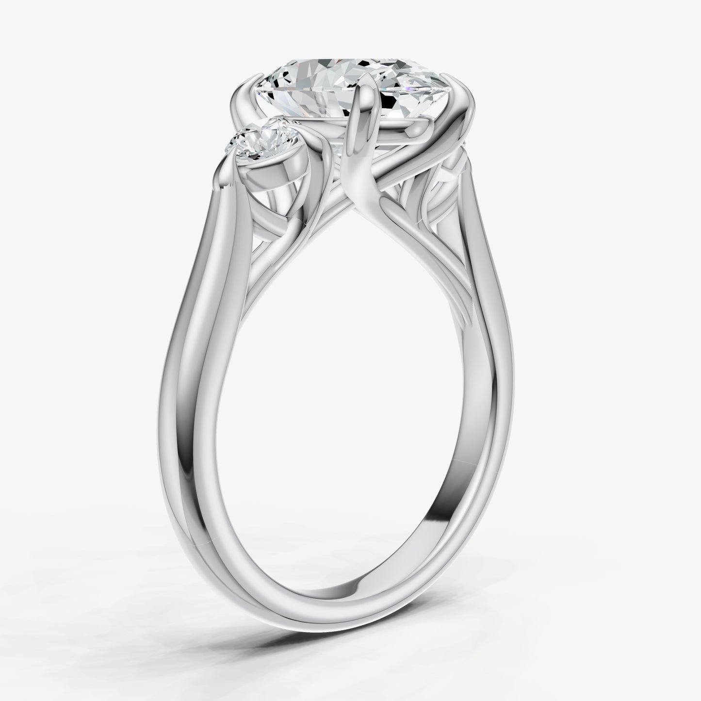 Oval Engagement Ring with Round Side Diamonds