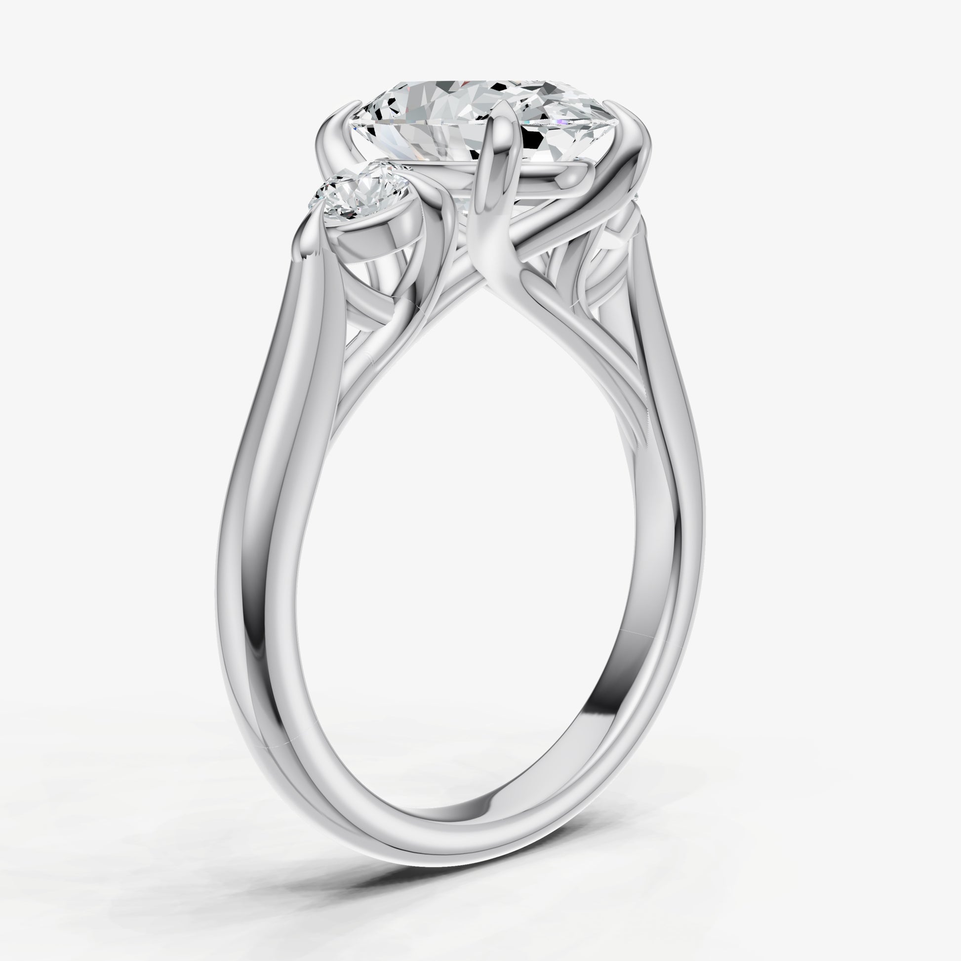 Oval Engagement Ring with Round Side Diamonds