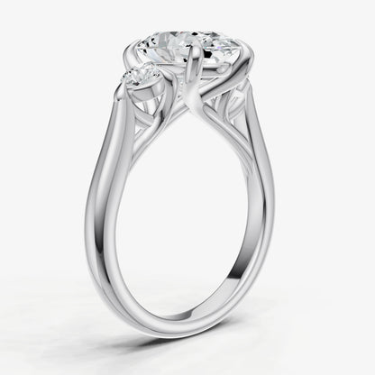 Oval Engagement Ring with Round Side Diamonds