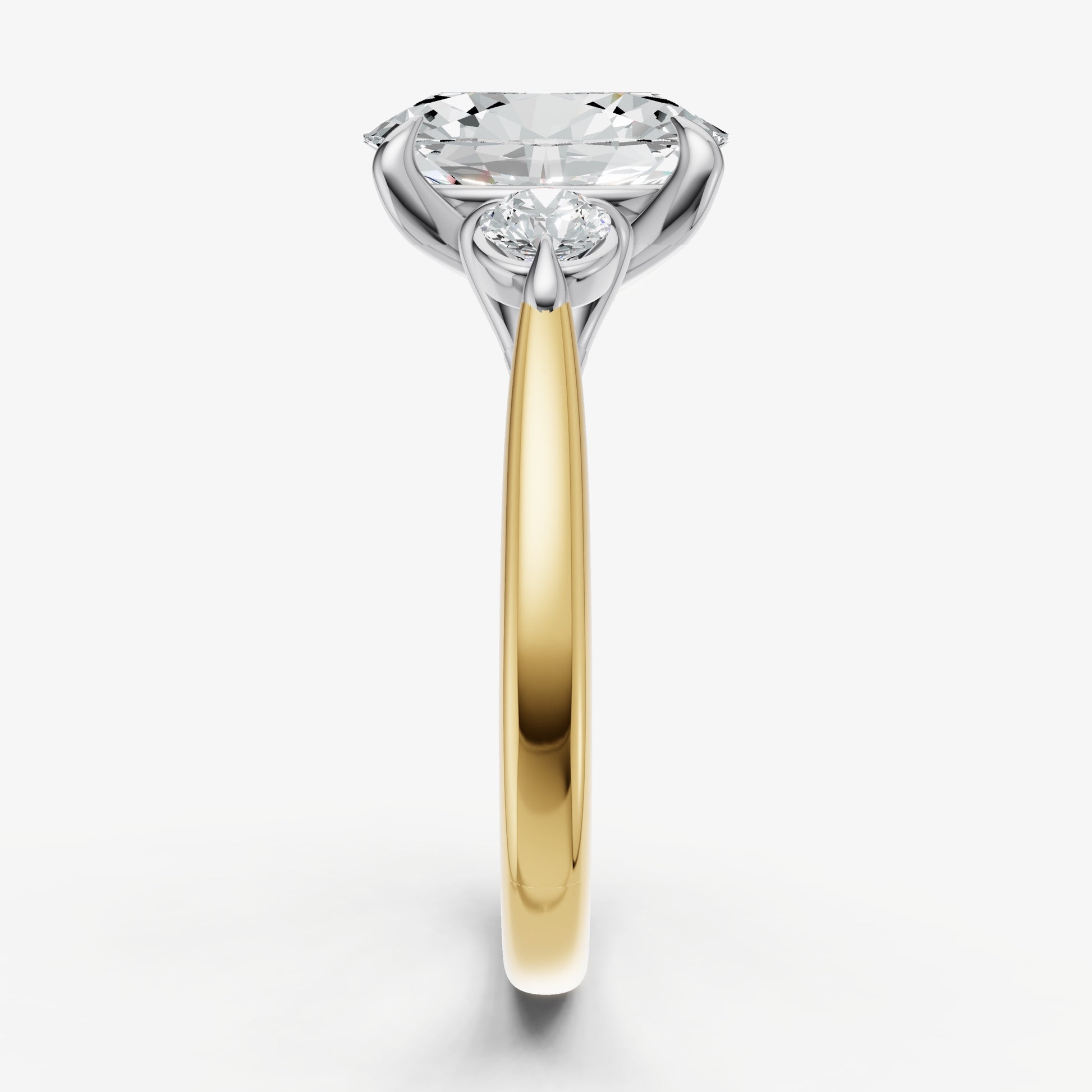 Oval Engagement Ring with Round Side Diamonds