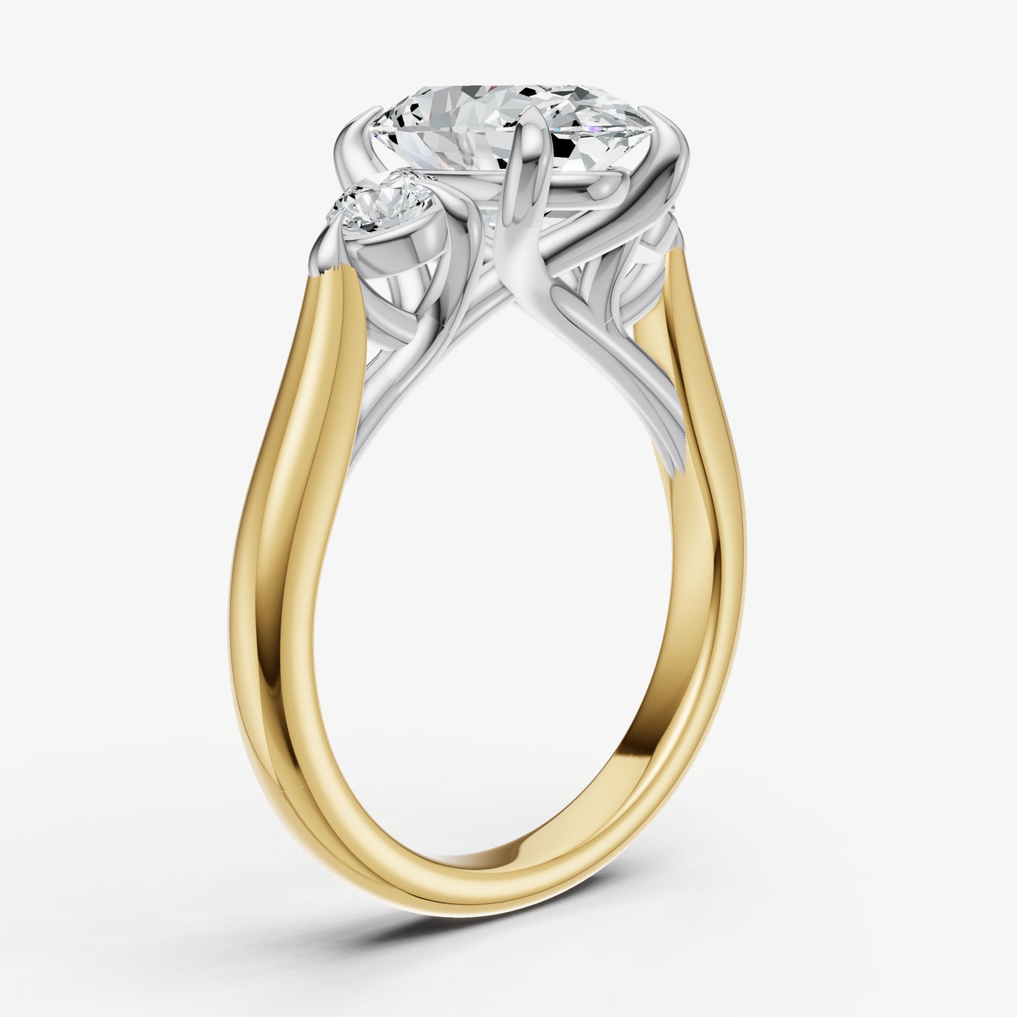 Oval Engagement Ring with Round Side Diamonds