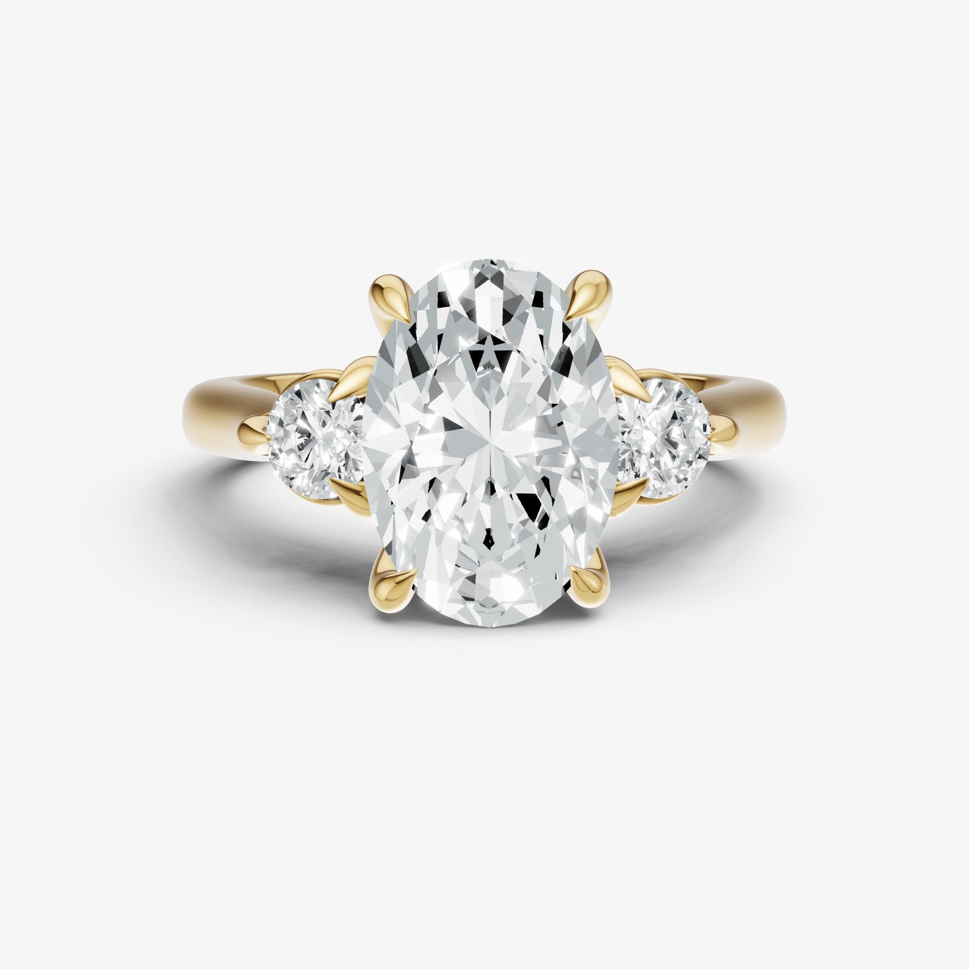 Oval Engagement Ring with Round Side Diamonds