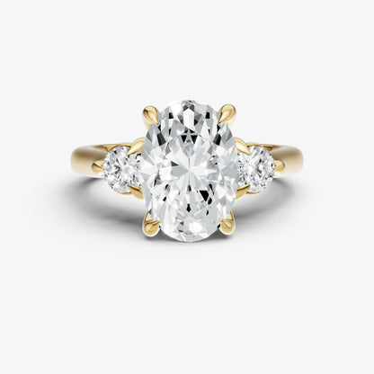 Oval Engagement Ring with Round Side Diamonds