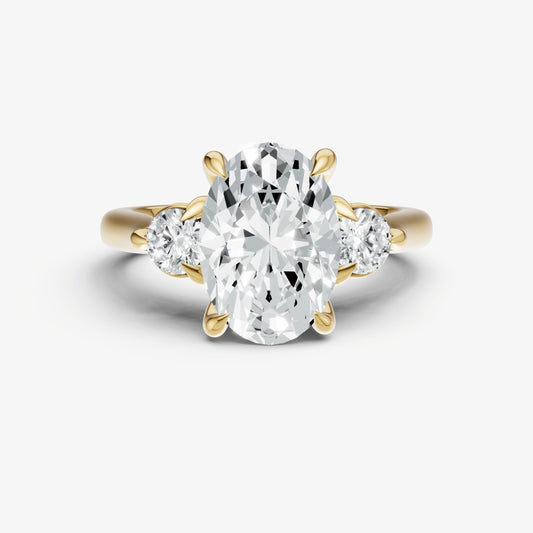 Oval Engagement Ring with Round Side Diamonds