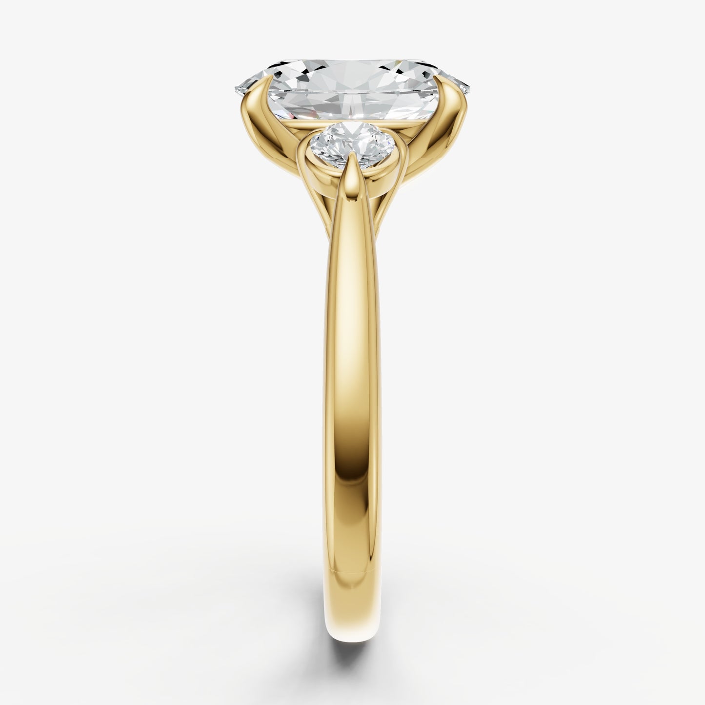 Oval Engagement Ring with Round Side Diamonds