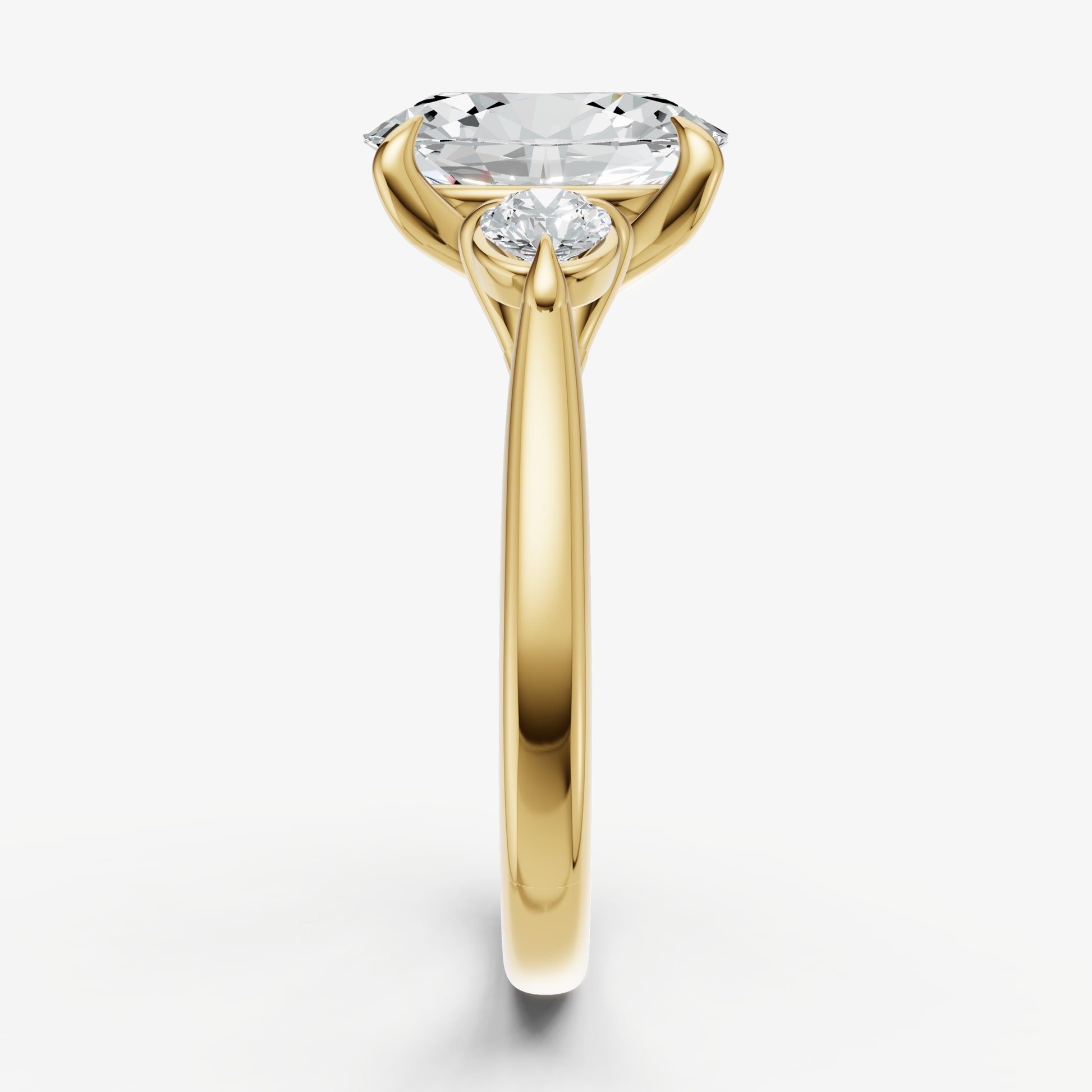 Oval Engagement Ring with Round Side Diamonds