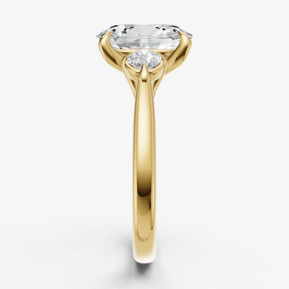 Oval Engagement Ring with Round Side Diamonds