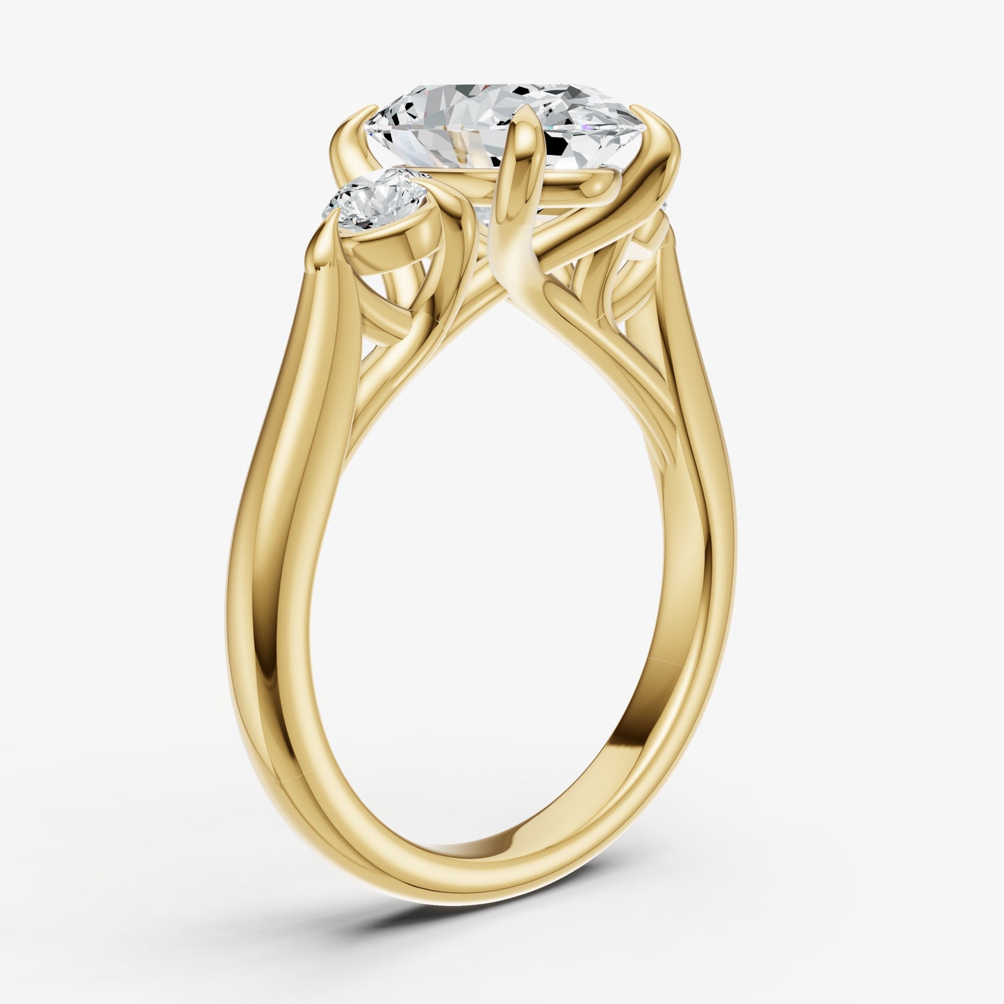 Oval Engagement Ring with Round Side Diamonds