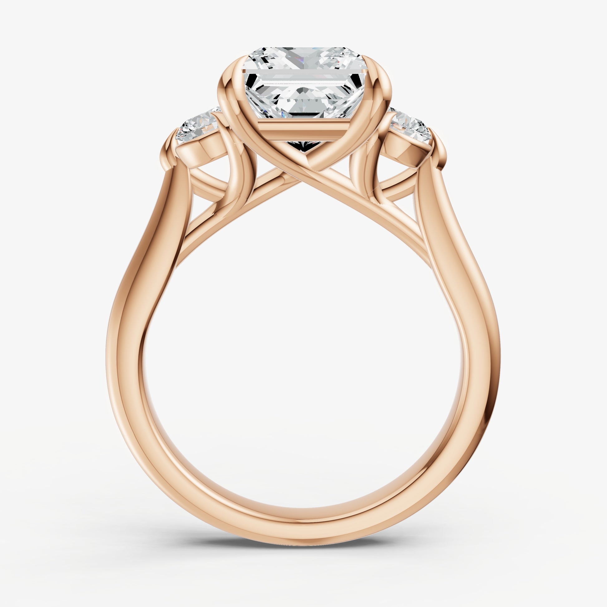Princess Engagement Ring with Round Side Diamonds