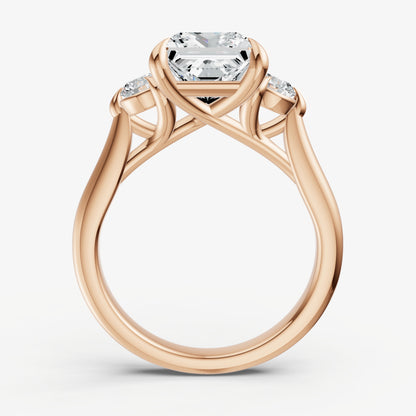 Princess Engagement Ring with Round Side Diamonds