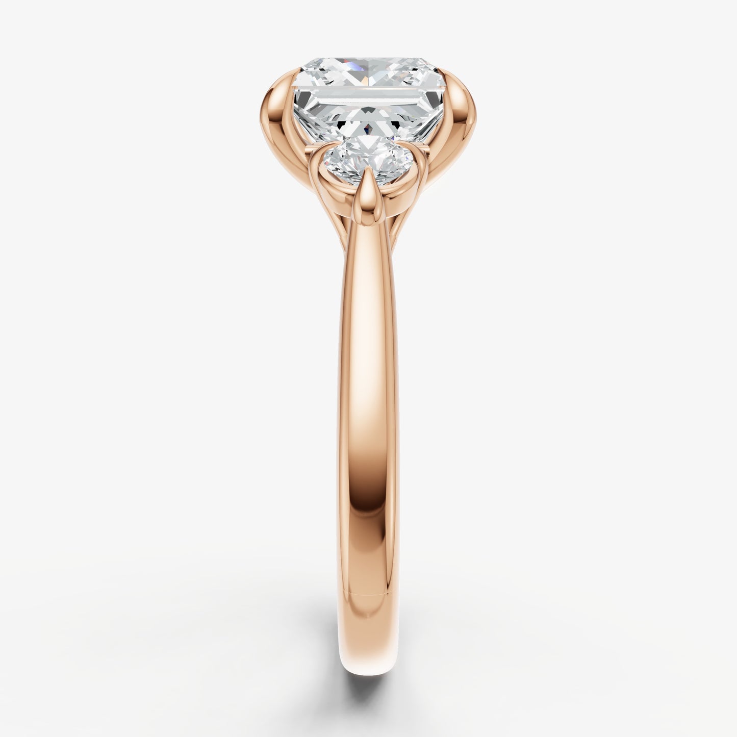 Princess Engagement Ring with Round Side Diamonds