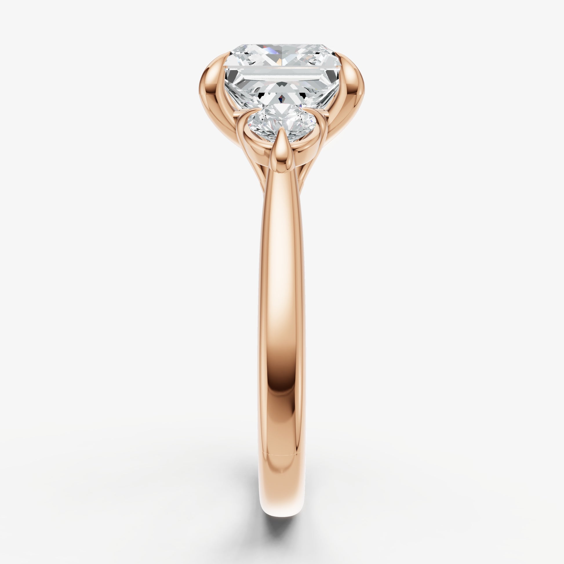 Princess Engagement Ring with Round Side Diamonds