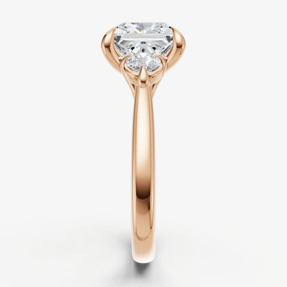 Princess Engagement Ring with Round Side Diamonds