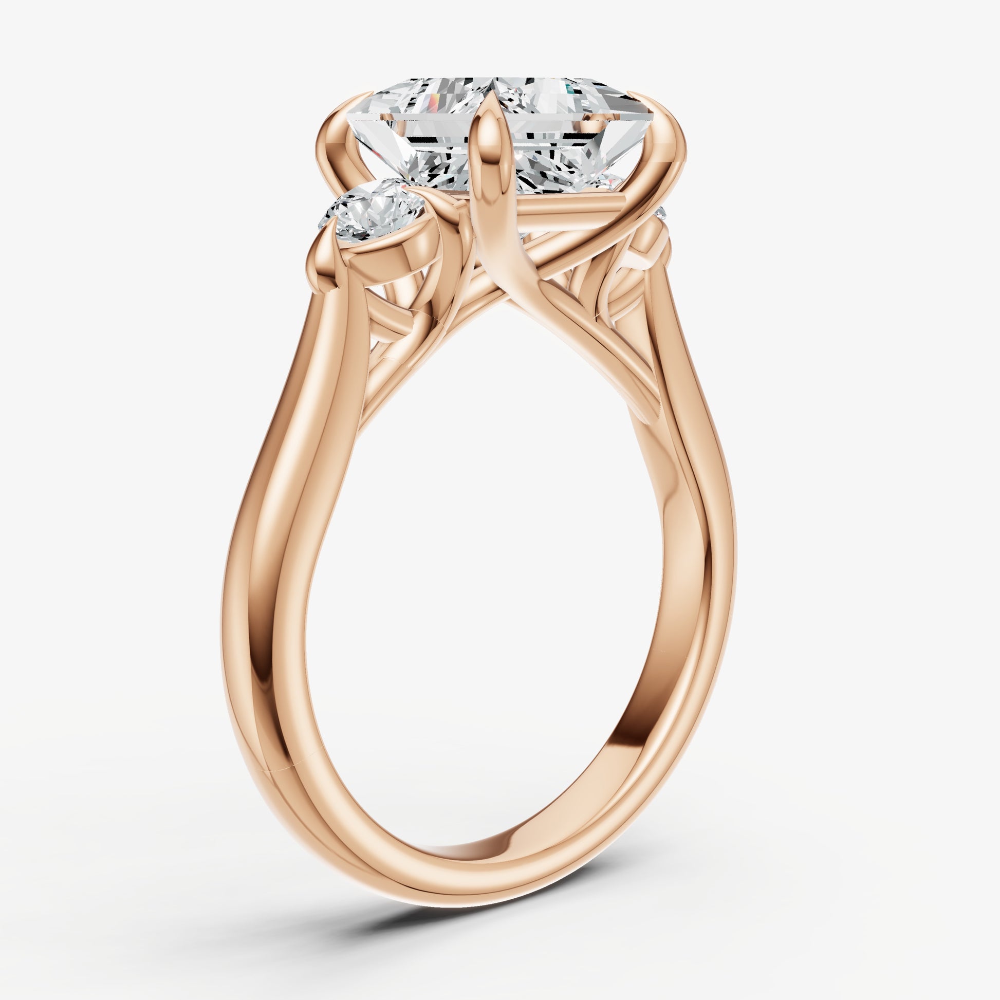 Princess Engagement Ring with Round Side Diamonds