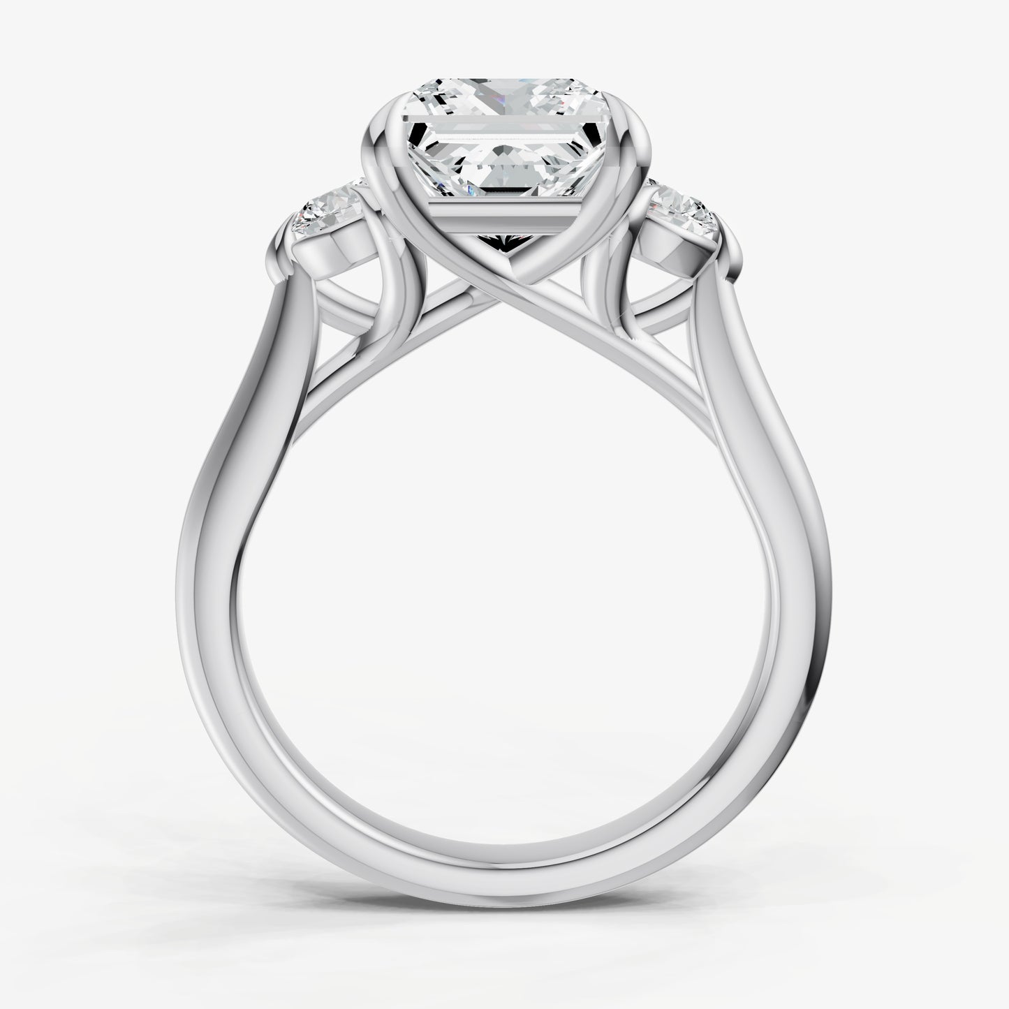 Princess Engagement Ring with Round Side Diamonds