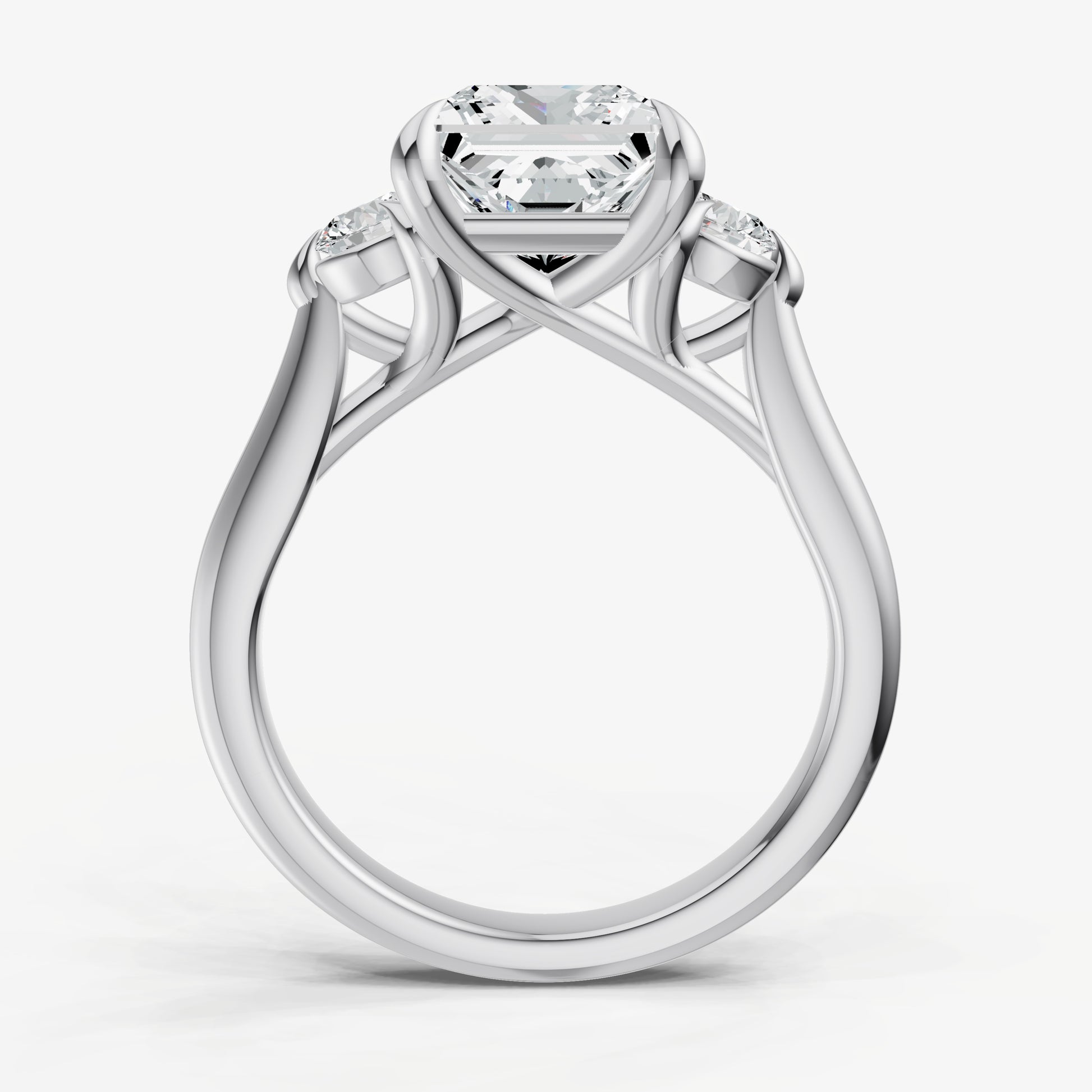 Princess Engagement Ring with Round Side Diamonds