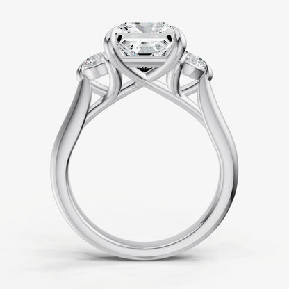 Princess Engagement Ring with Round Side Diamonds