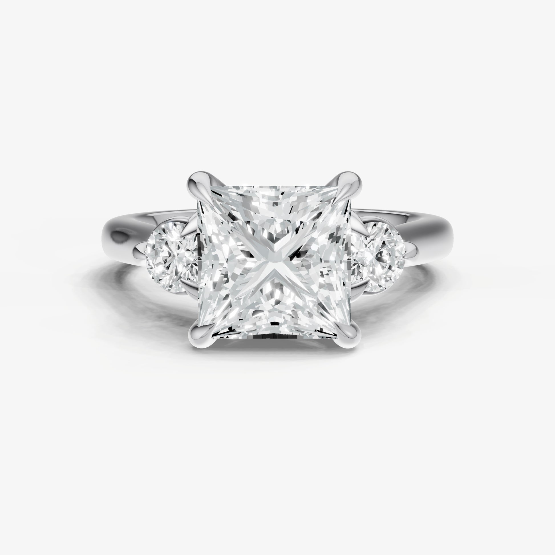 Princess Engagement Ring with Round Side Diamonds