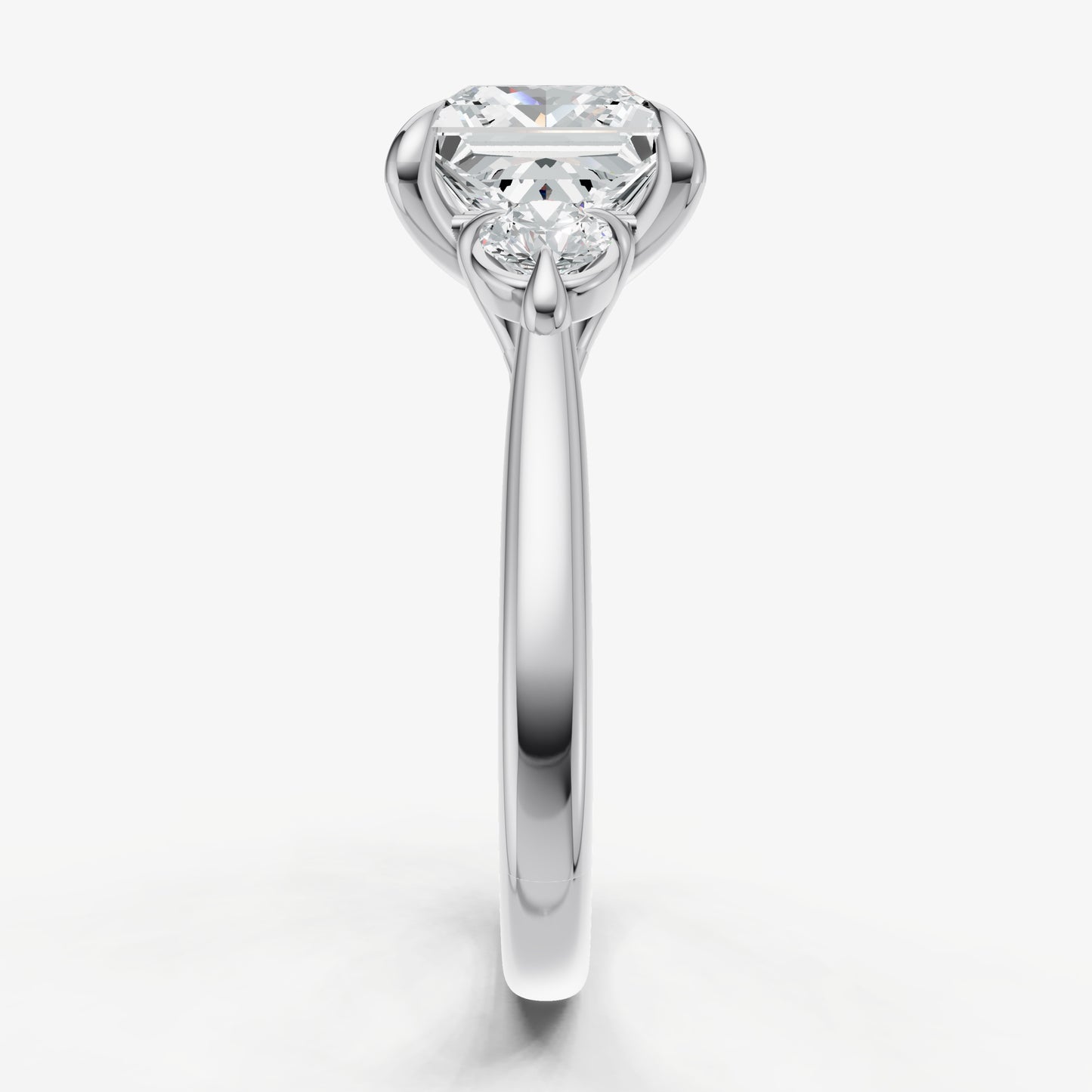 Princess Engagement Ring with Round Side Diamonds