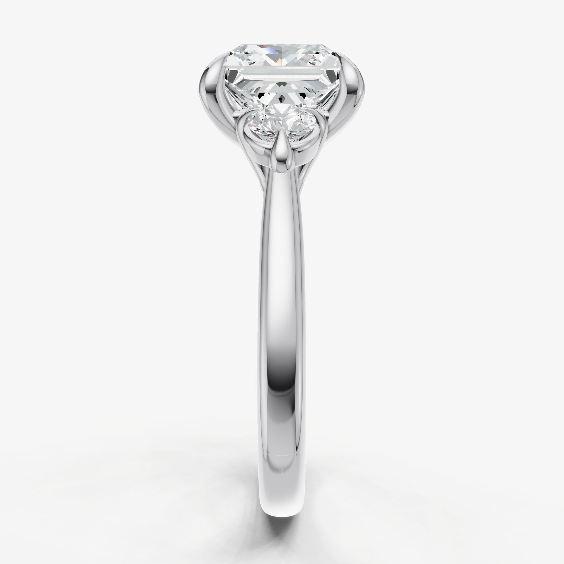 Princess Engagement Ring with Round Side Diamonds