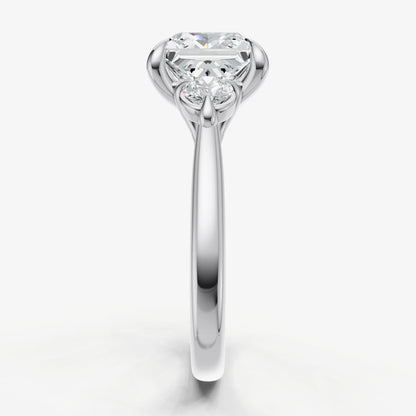 Princess Engagement Ring with Round Side Diamonds
