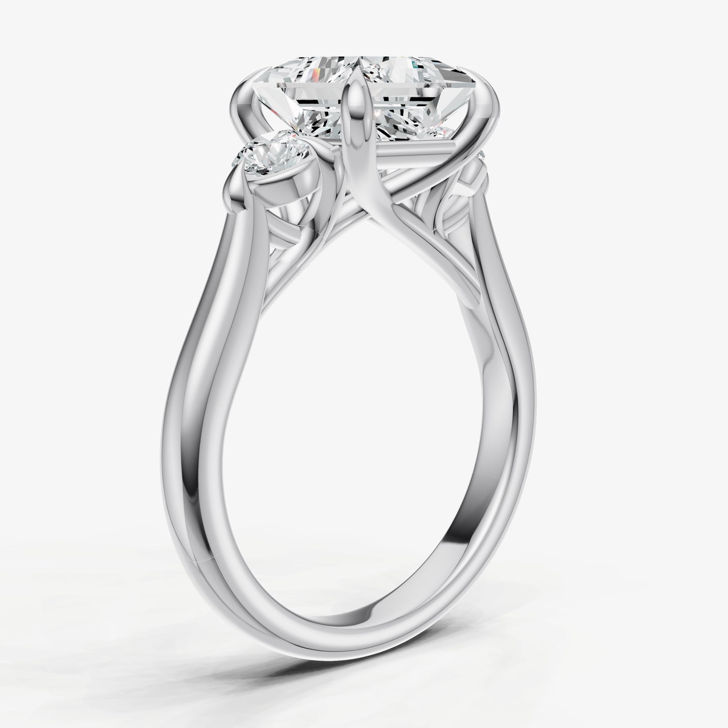 Princess Engagement Ring with Round Side Diamonds