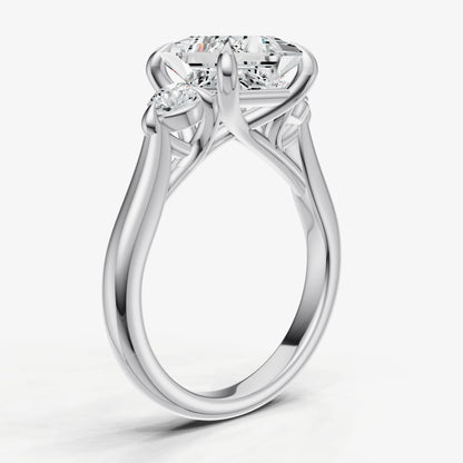 Princess Engagement Ring with Round Side Diamonds
