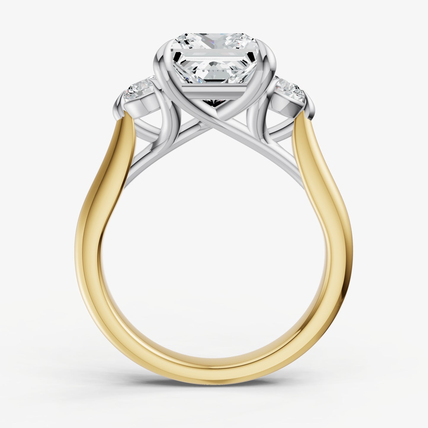 Princess Engagement Ring with Round Side Diamonds