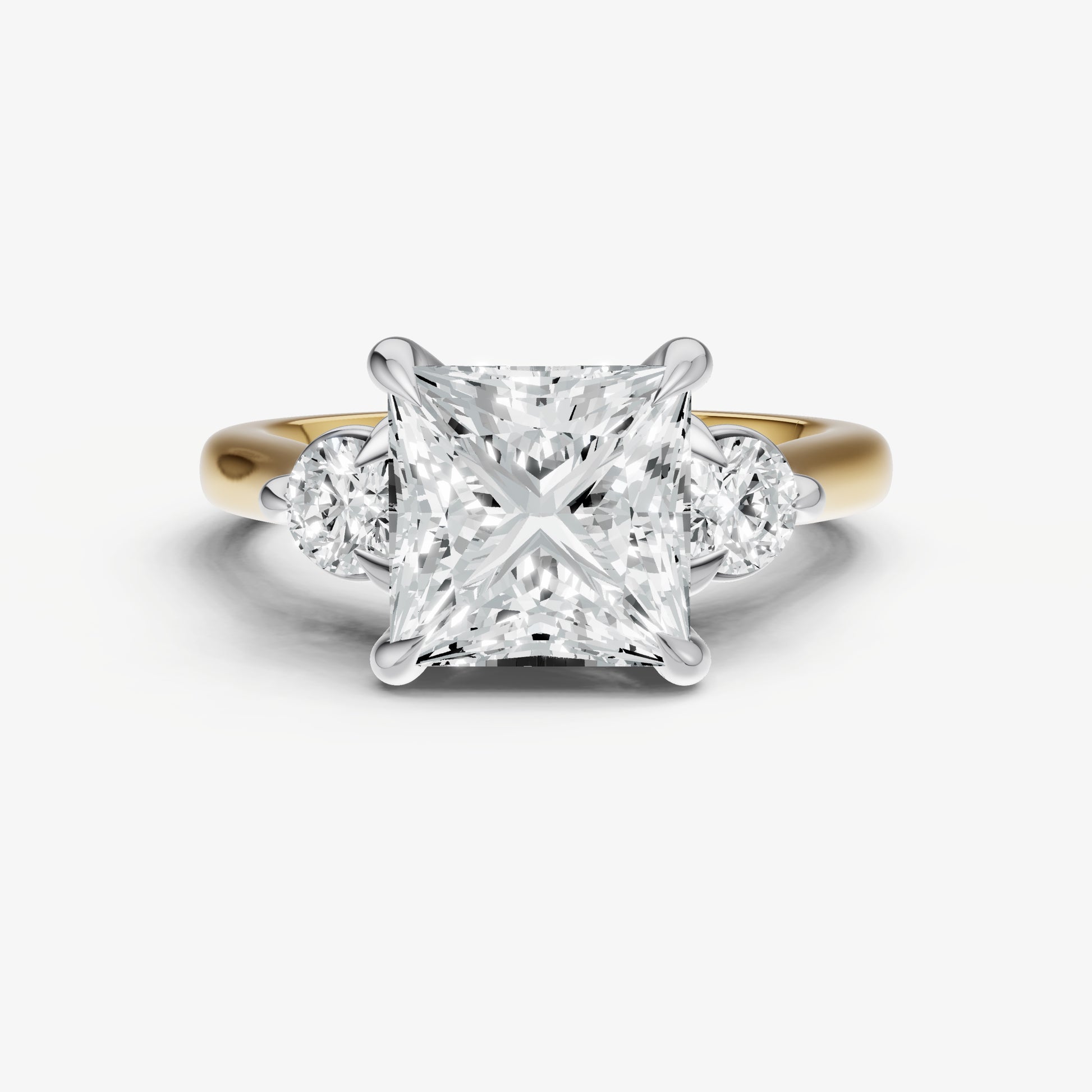 Princess Engagement Ring with Round Side Diamonds