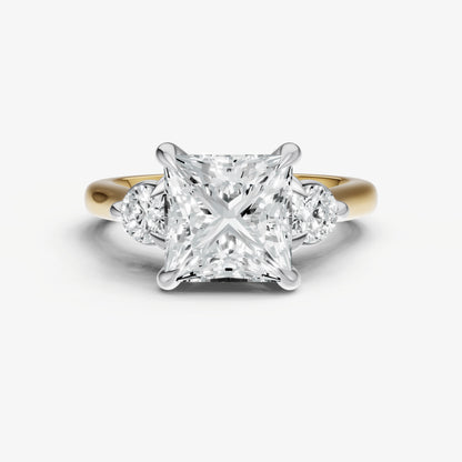 Princess Engagement Ring with Round Side Diamonds